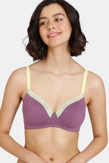 Buy Zivame Happy Basics Padded Non-Wired 3/4th Coverage T-Shirt Bra - Purple Passion